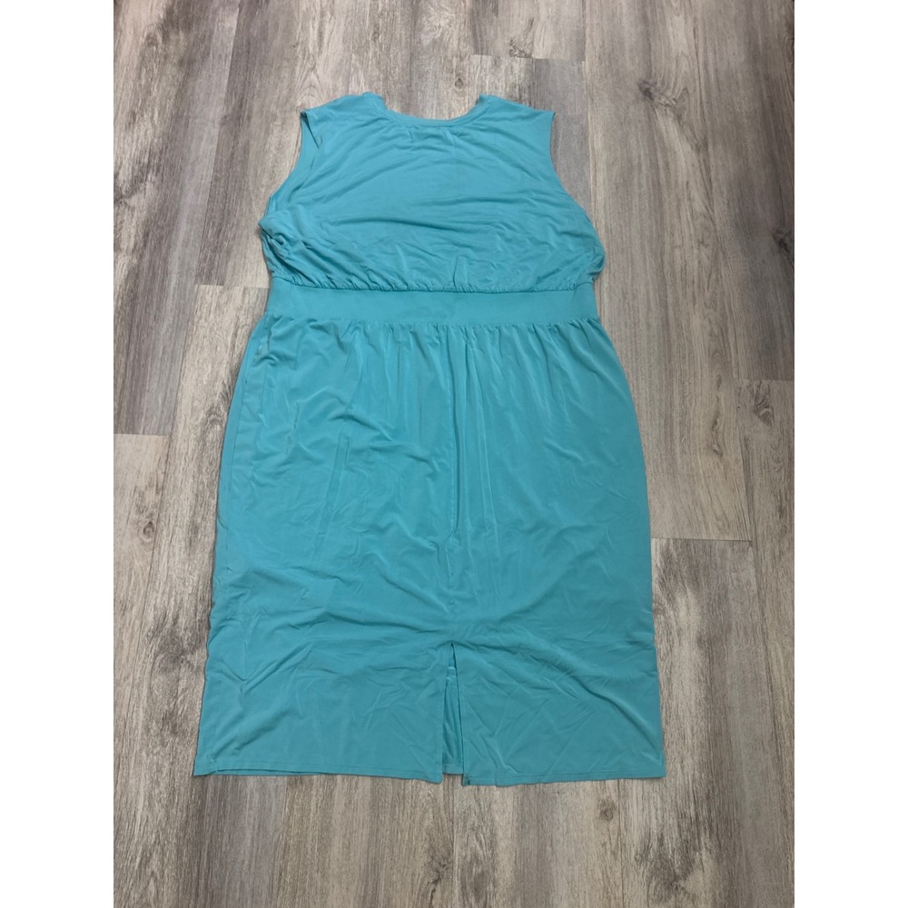 Athleta Santorini Cinch Dress 2X Turquoise Blue Sleeveless Modal Midi Dress - Picture 7 of 8